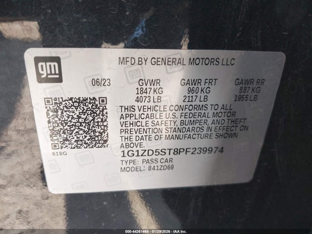 1G1ZD5ST8PF239974 Chevrolet Malibu Fwd 1lt