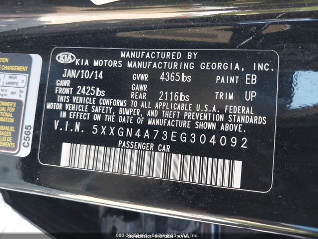 44261508 :رقم المزاد ، 5XXGN4A73EG304092 vin ، 2014 Kia Optima Ex مزاد بيع
