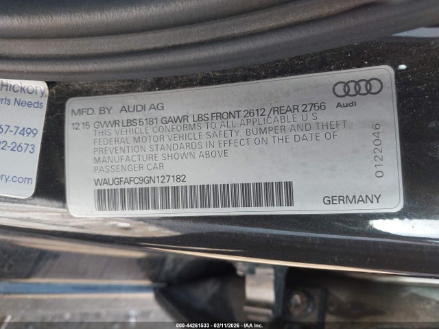 44261533 :رقم المزاد ، WAUGFAFC9GN127182 vin ، 2016 Audi A6 2.0t Premium Plus مزاد بيع