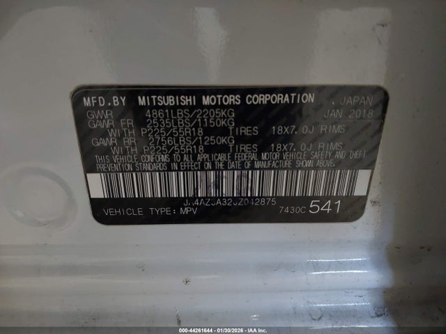 2018 MITSUBISHI OUTLANDER JA4AZ3A32JZ042875 Photo 8
