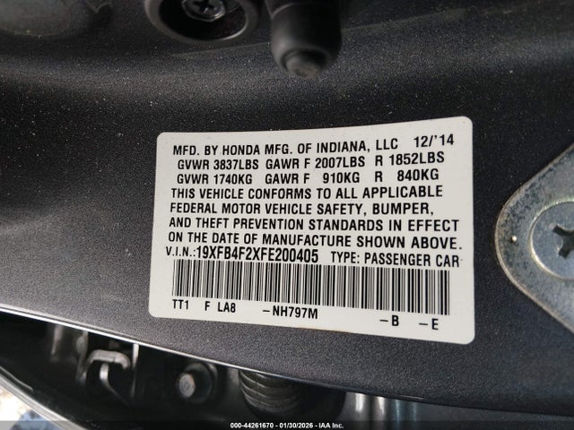 2015 HONDA CIVIC HYBRID 19XFB4F2XFE200405 Photo 8