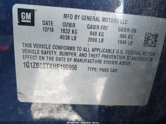 2017 CHEVROLET MALIBU 1G1ZB5STXHF196956 Photo 8