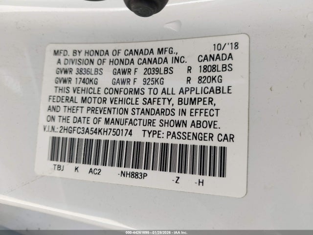 Продажа на аукционе авто 2019 Honda Civic Si, vin: 2HGFC3A54KH750174, номер лота: 44261695