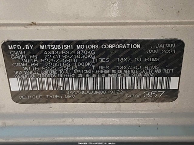 2021 MITSUBISHI OUTLANDER SPORT JA4ARUAU3MU019122 Photo 8