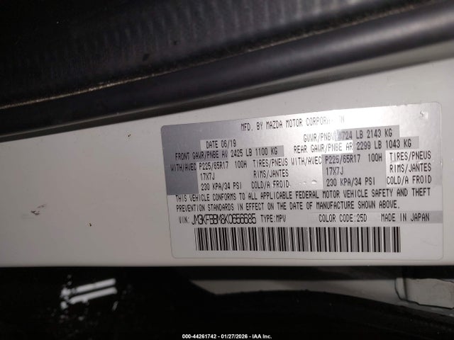 Aukcja sprzedaży 2019 Mazda Cx-5 Sport, vin: JM3KFBBM8K0656685, numer aukcji: 44261742