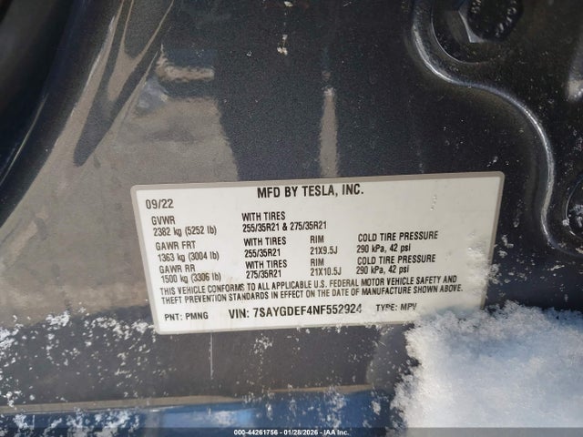 2022 TESLA MODEL Y 7SAYGDEF4NF552924 Photo 8