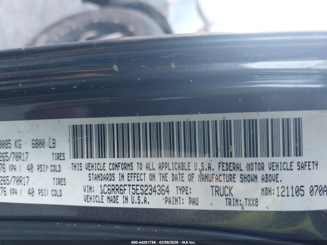44261796 :رقم المزاد ، 1C6RR6FT5ES234364 vin ، 2014 Ram 1500 Tradesman مزاد بيع