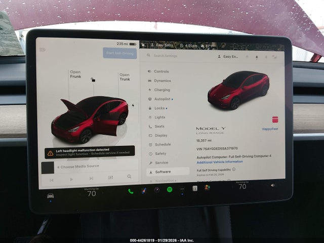 Продаж на аукціоні авто 2025 Tesla Model Y Long Range Dual Motor Rear-wheel Drive, vin: 7SAYGDED5SA371970, номер лоту: 44261819