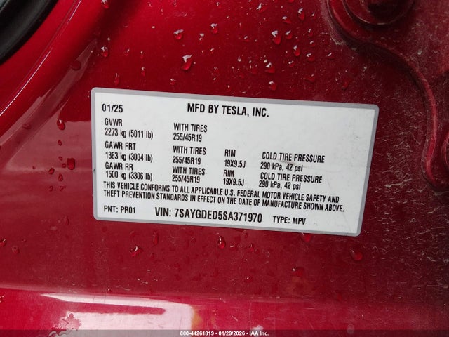 2025 TESLA MODEL Y 7SAYGDED5SA371970 Photo 8