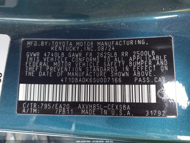 Aukcja sprzedaży 2025 Toyota Camry Se, vin: 4T1DBADK6SU007166, numer aukcji: 44261892