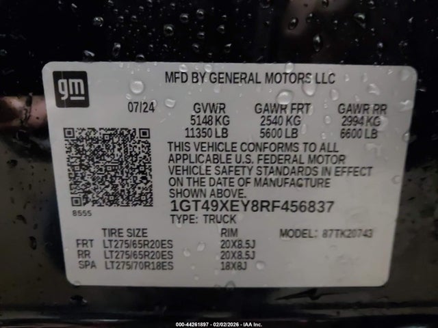 2024 Gmc Sierra 2500hd 4wd  Standard Bed Denali Ultimate მანქანა იყიდება აუქციონზე, vin: 1GT49XEY8RF456837, აუქციონის ნომერი: 44261897