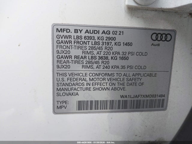 2021 AUDI Q7 WA1LJAF7XMD031494 Photo 8
