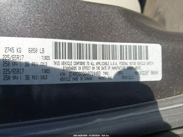 Продаж на аукціоні авто 2017 Dodge Grand Caravan Sxt, vin: 2C4RDGCG6HR724483, номер лоту: 44261909