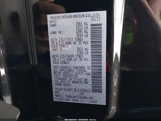 5N1BT3CA9PC833662 Nissan Rogue Sl Fwd