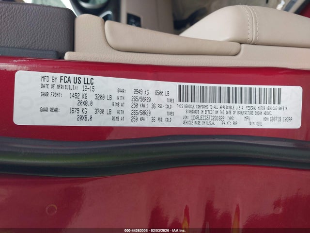 2015 JEEP GRAND CHEROKEE 1C4RJECG5FC231820 Photo 8