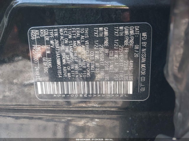 JN8AT3AA9MW001854 Nissan Rogue S Fwd