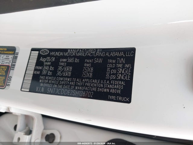 Продаж на аукціоні авто 2025 Hyundai Santa Cruz Sel Activity, vin: 5NTJCDDE2SH126702, номер лоту: 44262072