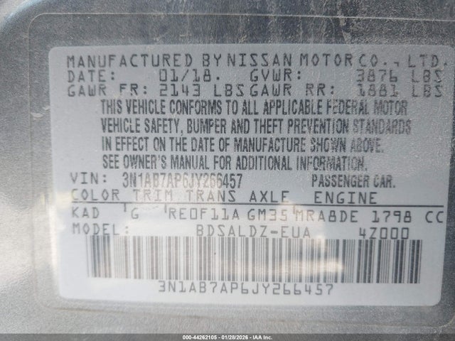 2018 NISSAN SENTRA 3N1AB7AP6JY266457 Photo 8