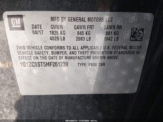 1G1ZC5ST5HF261239 Chevrolet Malibu 1fl