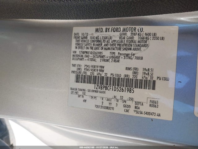 2013 FORD MUSTANG 1ZVBP8CF1D5261985 Photo 8