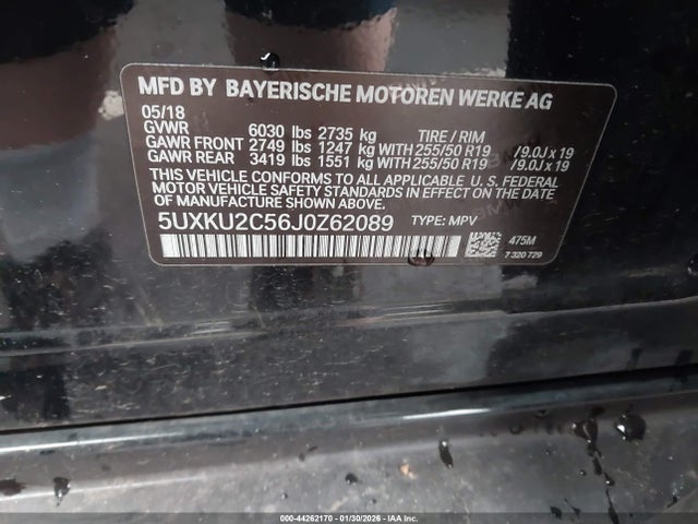 BMW X6 Xdrive35i 2018 5UXKU2C56J0Z62089 Image 9