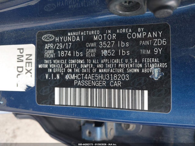 KMHCT4AE5HU318203 Hyundai ACCENT SE