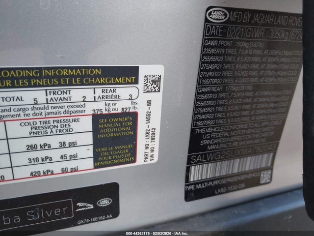 Продаж на аукціоні авто 2021 Land Rover Range Rover Sport Se Mhev, vin: SALWG2SUXMA782043, номер лоту: 44262175