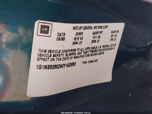 1998 CHEVROLET MALIBU 1G1NE52M2WY192660 Photo 8