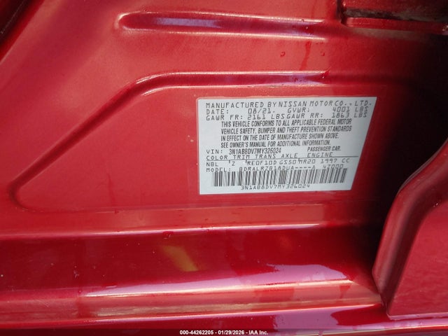 Продажа на аукционе авто 2021 Nissan Sentra Sr Xtronic Cvt, vin: 3N1AB8DV7MY326024, номер лота: 44262205