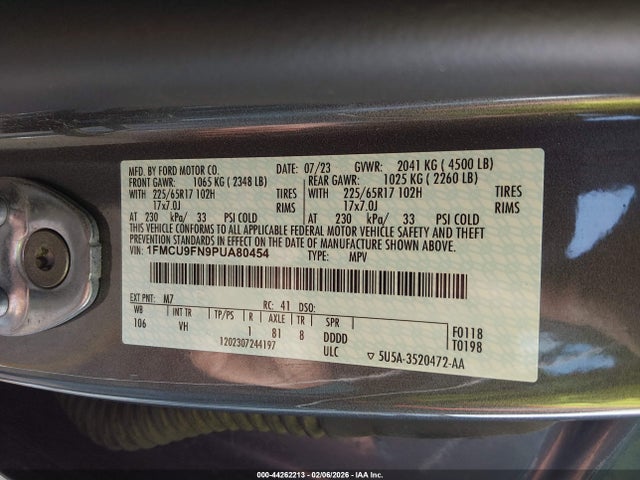 1FMCU9FN9PUA80454 Ford Escape