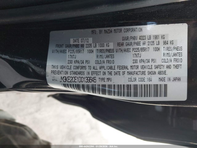 Aukcja sprzedaży 2013 Mazda Cx-5 Touring, vin: JM3KE2CE1D0139645, numer aukcji: 44262284