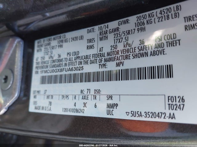1FMCU0GX8FUA63025 Ford ESCAPE SE