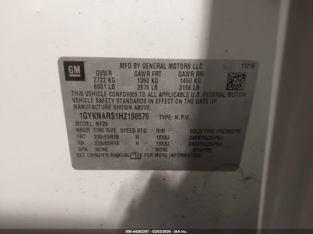 2017 CADILLAC XT5 1GYKNARS1HZ198576 Photo 8