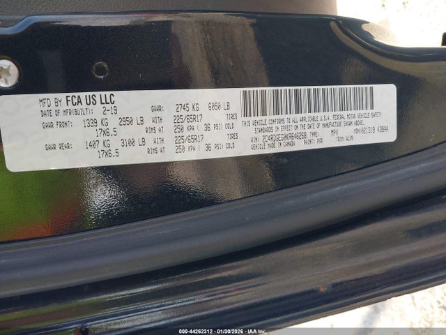 Продаж на аукціоні авто 2019 Dodge Grand Caravan Gt, vin: 2C4RDGEG0KR646268, номер лоту: 44262312