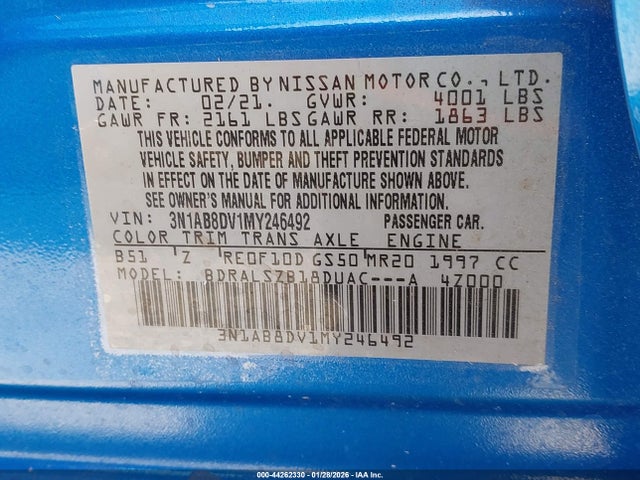3N1AB8DV1MY246492 Nissan Sentra Sr Xtronic Cvt