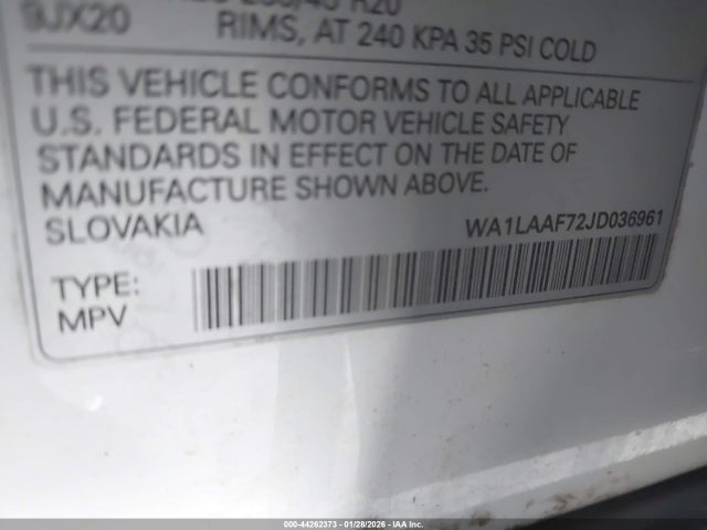 WA1LAAF72JD036961 Audi Q7 3.0t Premium