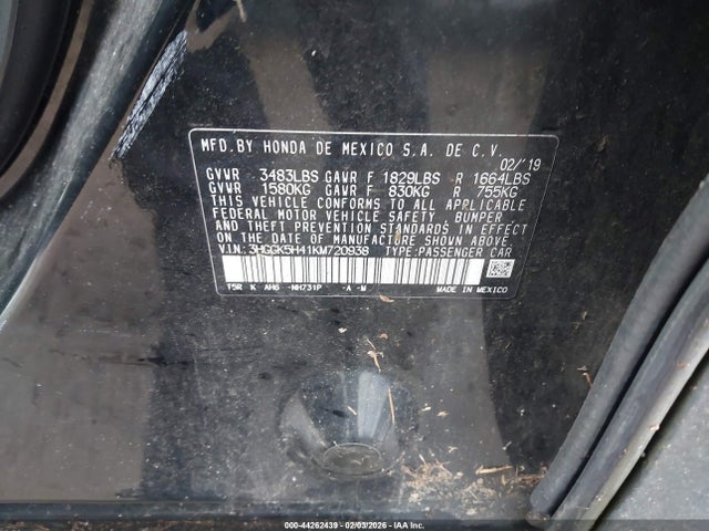 3HGGK5H41KM720938 Honda FIT LX