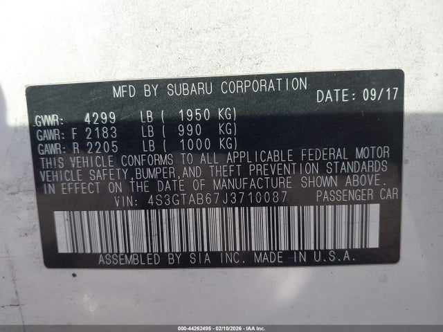 Продаж на аукціоні авто 2018 Subaru Impreza 2.0i Premium, vin: 4S3GTAB67J3710087, номер лоту: 44262495