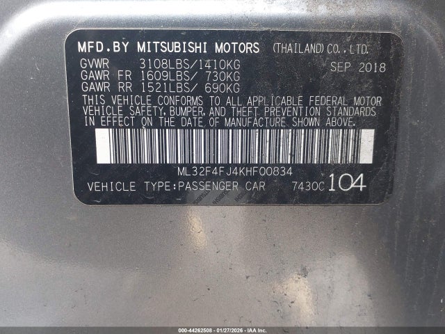 2019 MITSUBISHI MIRAGE G4 ML32F4FJ4KHF00834 Photo 8