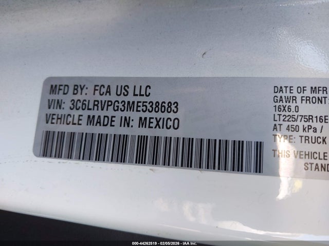 2021 RAM PROMASTER 2500 3C6LRVPG3ME538683 Photo 8