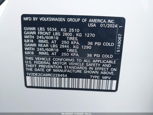 2024 VOLKSWAGEN ATLAS CROSS SPORT 1V2DE2CA8RC228454 Photo 8