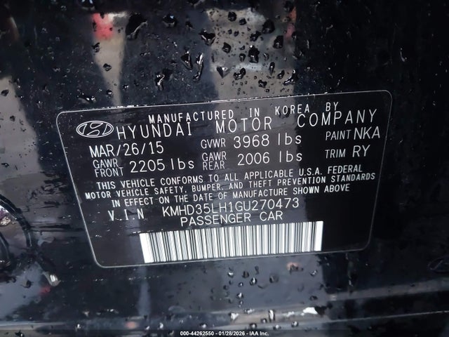 KMHD35LH1GU270473 Hyundai ELANTRA GT