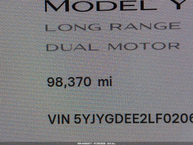 5YJYGDEE2LF020637 Tesla Model Y Long Range Dual Motor All-wheel Drive