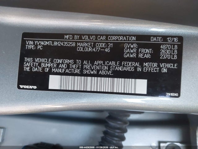 2017 VOLVO S60 YV140MTL8H2435258 Photo 8