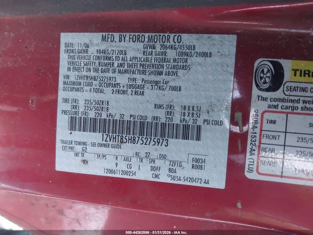 2007 FORD MUSTANG 1ZVHT85H875275973 Photo 8