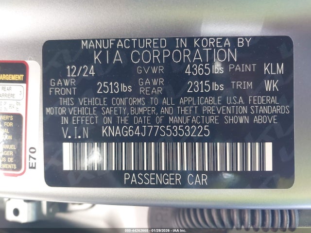 KNAG64J77S5353225 KIA K5 Gt-line