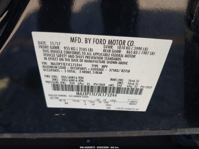 MAJ3P1TE7JC175244 Ford Ecosport Se