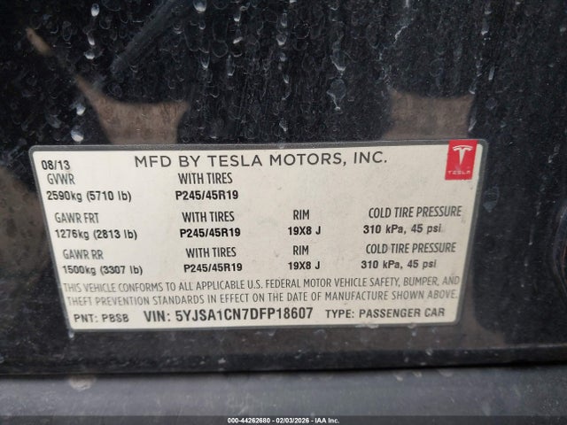 2013 TESLA MODEL S 5YJSA1CN7DFP18607 Photo 8