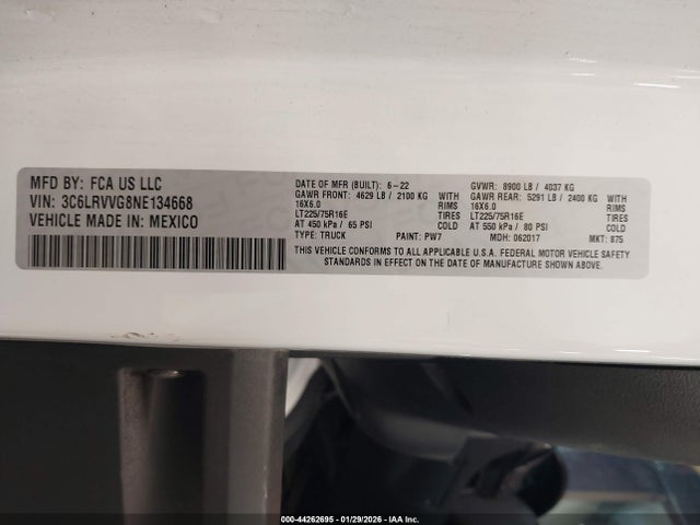 3C6LRVVG8NE134668 RAM Promaster 2500 Low Roof 136 Wb