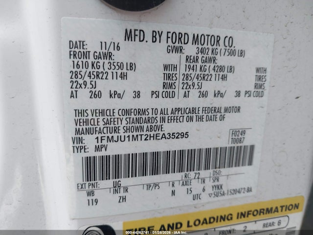 1FMJU1MT2HEA35295 Ford Expedition Platinum